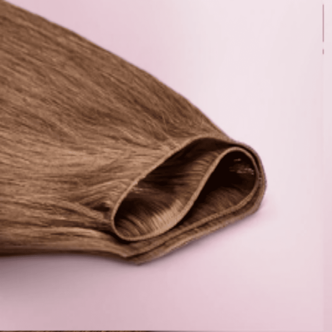 Close-up of weft system hair extension